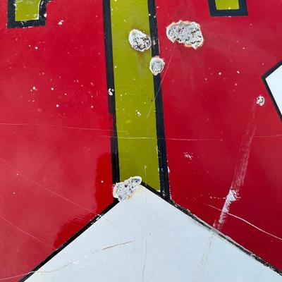 Vintage Late 1920’s-1934 Texaco Gasoline Motor Oil Porcelain Sign on Original Double-Sided Frame