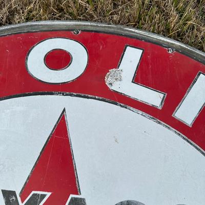 Vintage Late 1920’s-1934 Texaco Gasoline Motor Oil Porcelain Sign on Original Double-Sided Frame