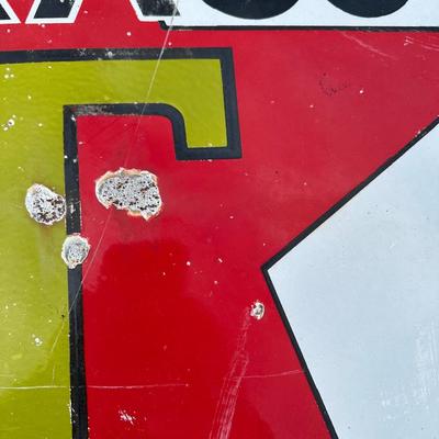 Vintage Late 1920’s-1934 Texaco Gasoline Motor Oil Porcelain Sign on Original Double-Sided Frame