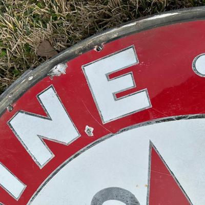 Vintage Late 1920’s-1934 Texaco Gasoline Motor Oil Porcelain Sign on Original Double-Sided Frame