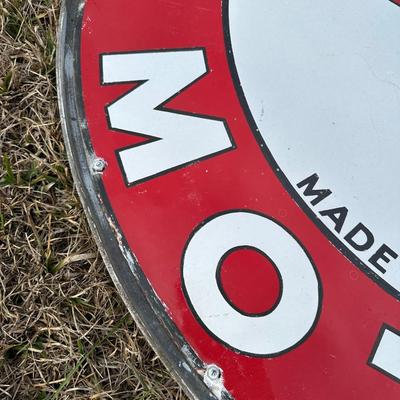 Vintage Late 1920’s-1934 Texaco Gasoline Motor Oil Porcelain Sign on Original Double-Sided Frame