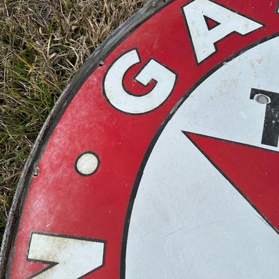 Vintage Late 1920’s-1934 Texaco Gasoline Motor Oil Porcelain Sign on Original Double-Sided Frame