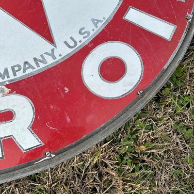 Vintage Late 1920’s-1934 Texaco Gasoline Motor Oil Porcelain Sign on Original Double-Sided Frame