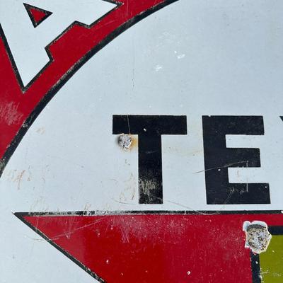 Vintage Late 1920’s-1934 Texaco Gasoline Motor Oil Porcelain Sign on Original Double-Sided Frame