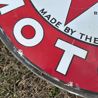 Vintage Late 1920’s-1934 Texaco Gasoline Motor Oil Porcelain Sign on Original Double-Sided Frame