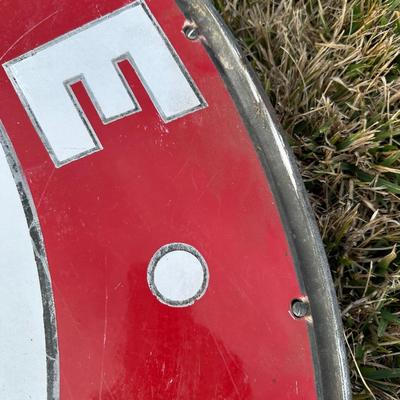 Vintage Late 1920’s-1934 Texaco Gasoline Motor Oil Porcelain Sign on Original Double-Sided Frame