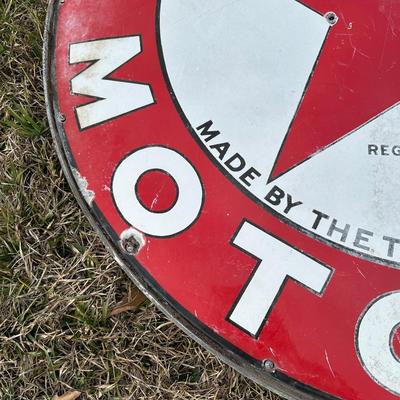 Vintage Late 1920’s-1934 Texaco Gasoline Motor Oil Porcelain Sign on Original Double-Sided Frame