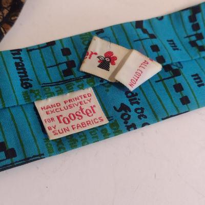 Vintage Neck Ties- Pierre Cardin, KeyWest Fabrics, Rooster (Sun Fabrics)