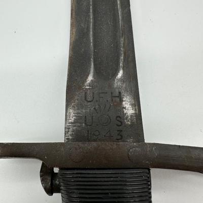 WWII U.S. M1 Garand Bayonet – UFH 1943 w/ Original Scabbard