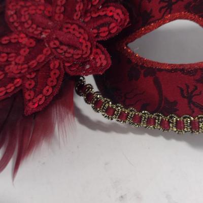 Fashion Accessories- Two Mardi Gras Masks and Vintage Pheasant Feather Hat