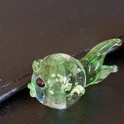 Sale Photo Thumbnail #106: Blown glass fishy & gorgeous hand created owl. Both are adorable & about the size of a penny, as shown