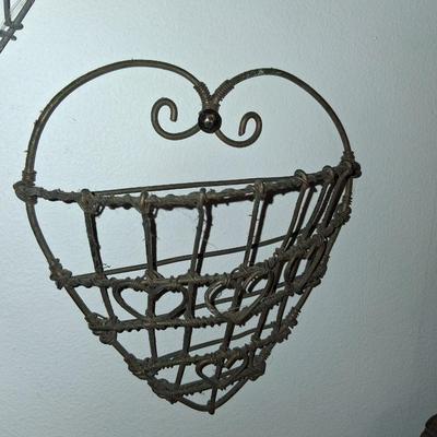 Sale Photo Thumbnail #116: 2 approximately 6" tall wire heart wall pockets