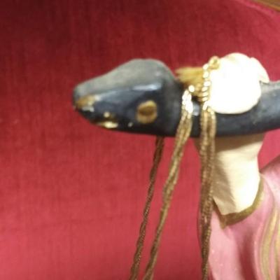 Sale Photo Thumbnail #126: Beautiful lamp with hanging baskets, great condition with vintage shade. Large sofa lamp, very unusual size.