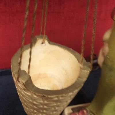 Sale Photo Thumbnail #127: Beautiful lamp with hanging baskets, great condition with vintage shade. Large sofa lamp, very unusual size.