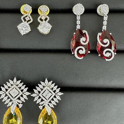 Brand New Zirconia Earrings Rhodium Plating Mix Lot