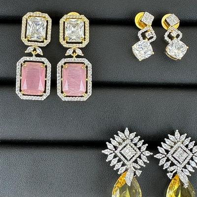 Brand New Zirconia Earrings Rhodium Plating Mix Lot