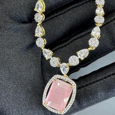 Brand New Zirconia Earrings And Necklace Rhodium Plating