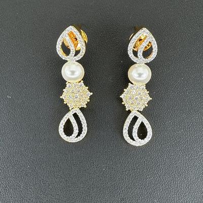 Brand New Zirconia Earrings And Necklace Rhodium Plating