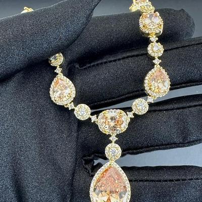 Brand New Zirconia Earrings And Necklace Rhodium Plating