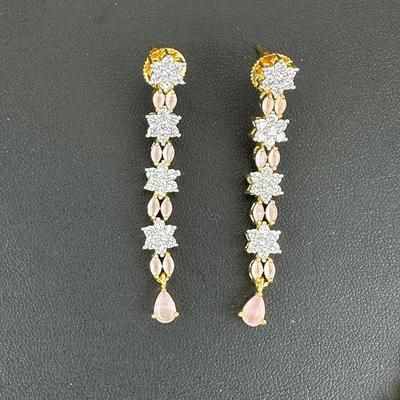 Brand New Zirconia Earrings And Necklace Rhodium Plating