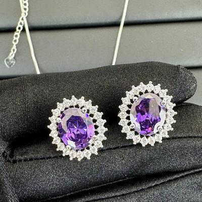 Brand New Zirconia Necklace And Earrings Rhodium Plating