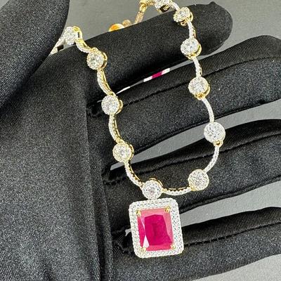 Brand New Zirconia Necklace And Earrings Rhodium Plating