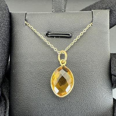 Necklace 925 Silver-Tone, Gold-Plated Natural  Citrine Gemstone 