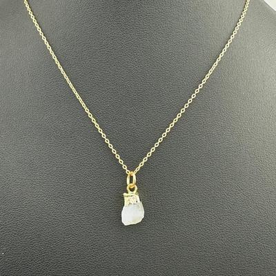 Necklace 925 Silver-Tone, Gold-Plated Natural Raw Moonstone Gemstone