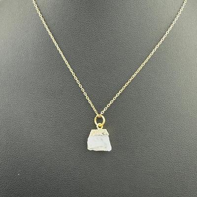 Necklace 925 Silver-Tone, Gold-Plated Natural Raw Moonstone Gemstone