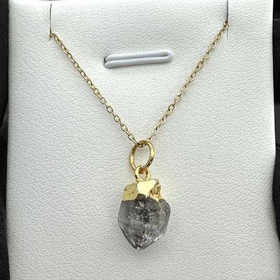 Necklace  925 Silver-Tone, Gold-Plated Herkimer Diamond Natural Gemstone 