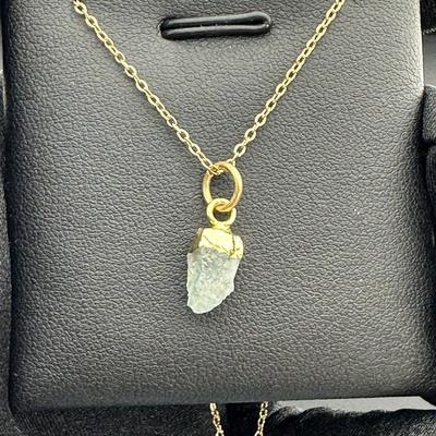 Necklace  925 Silver-Tone, Gold-Plated Natural Raw Clear Quartz Gemstone