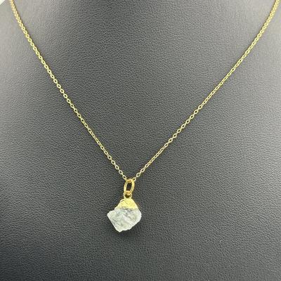 Necklace  925 Silver-Tone, Gold-Plated Natural Raw Clear Quartz Gemstone