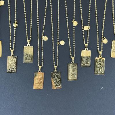 9 Pieces Birth Months Zodiac Collection Necklaces Mix Lot