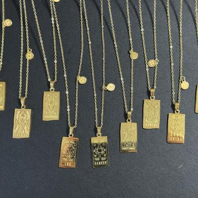 9 Pieces Birth Months Zodiac Collection Necklaces Mix Lot