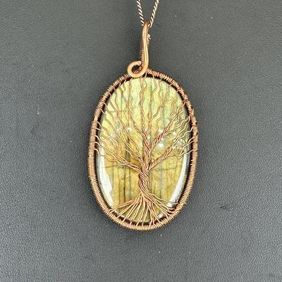 Necklace Yellow Labradorite 925 Sterling Silver Plated Handmade Gemstone 