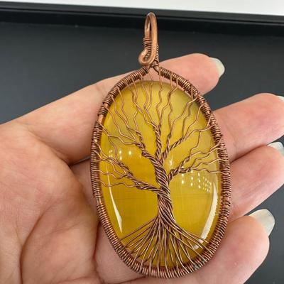 Necklace Yellow Cat Eye 925 Sterling Silver Plated Handmade Gemstone 