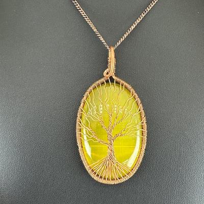 Necklace Yellow Cat Eye 925 Sterling Silver Plated Handmade Gemstone 