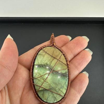 Necklace Green Labradorite 925 Sterling Silver Plated Handmade Gemstone 