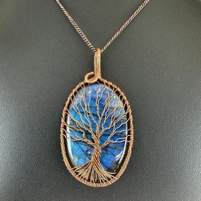 Necklace Blue Labradorite 925 Sterling Silver Plated Handmade Gemstone 