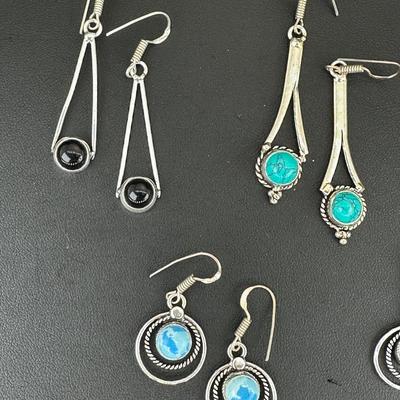 Earrings Silver Plated Handmade Gemstone 