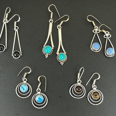 Earrings Silver Plated Handmade Gemstone 