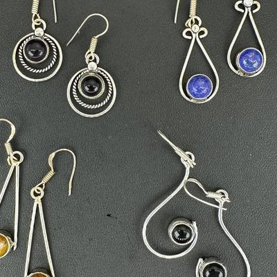 Earrings Silver Plated Handmade Gemstone 