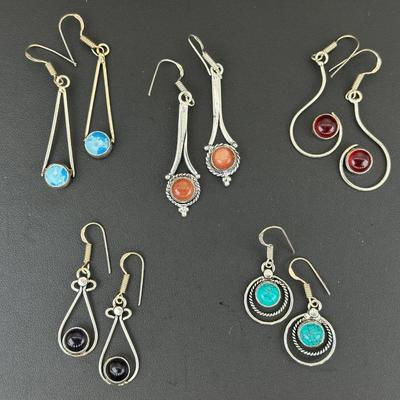Earrings Silver Plated Handmade Gemstone 