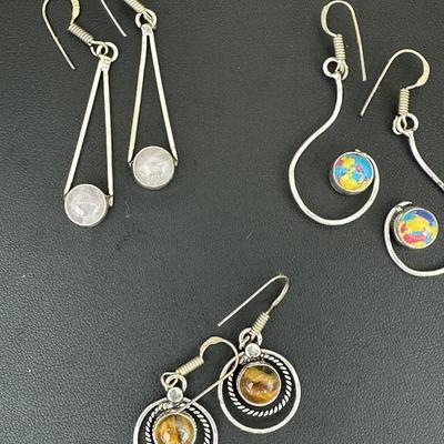 Earrings Silver Plated Handmade Gemstone 
