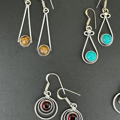 Earrings Silver Plated Handmade Gemstone 