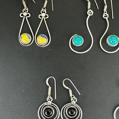 Earrings Silver Plated Handmade Gemstone 