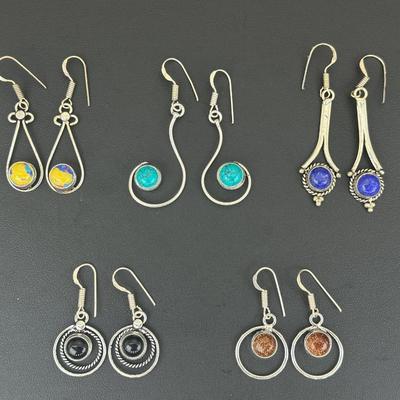 Earrings Silver Plated Handmade Gemstone 