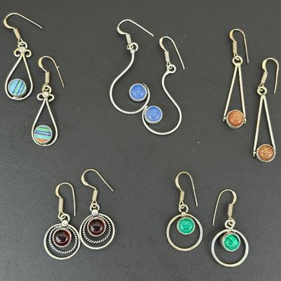 Earrings Silver Plated Handmade Gemstone 