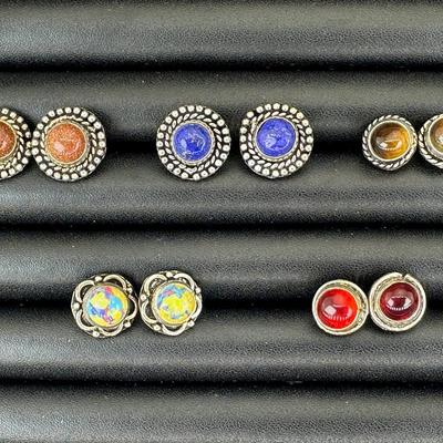 Earrings Silver Plated Handmade Gemstone 