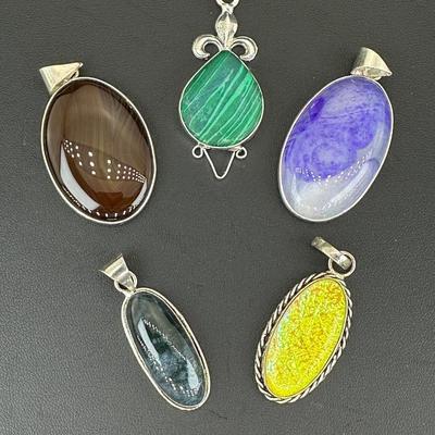 Mix Pendant Silver Plated Handmade Gemstone 